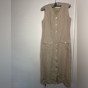 St. John’s Bay Size 8 or Medium linen blend button down sleeveless duster dress